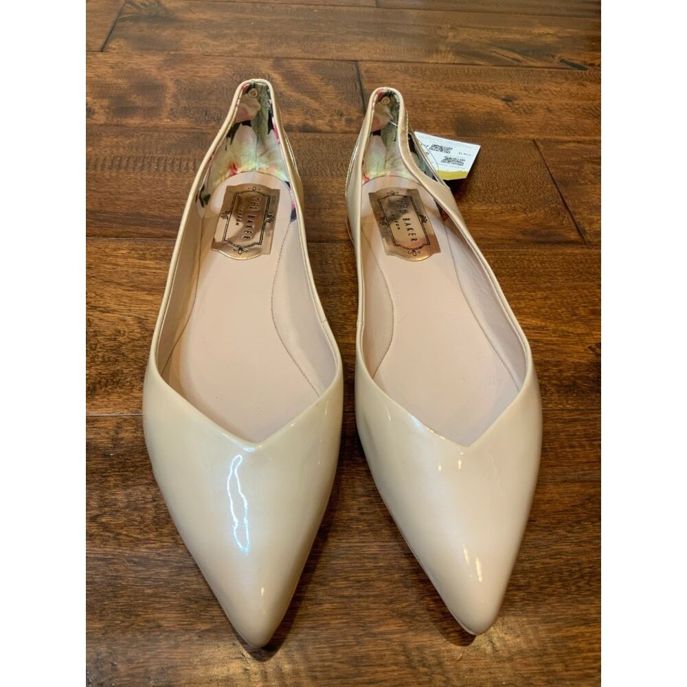 Ted Baker Pale Pink Patent Leather Dabih V2 Cutout Pointed Toe Flats, Size 39.5 - Picture 2 of 8